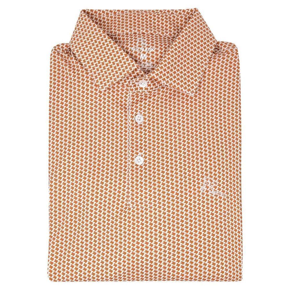 Rhoback Men's Texas Burnt Orange Patterned Polo